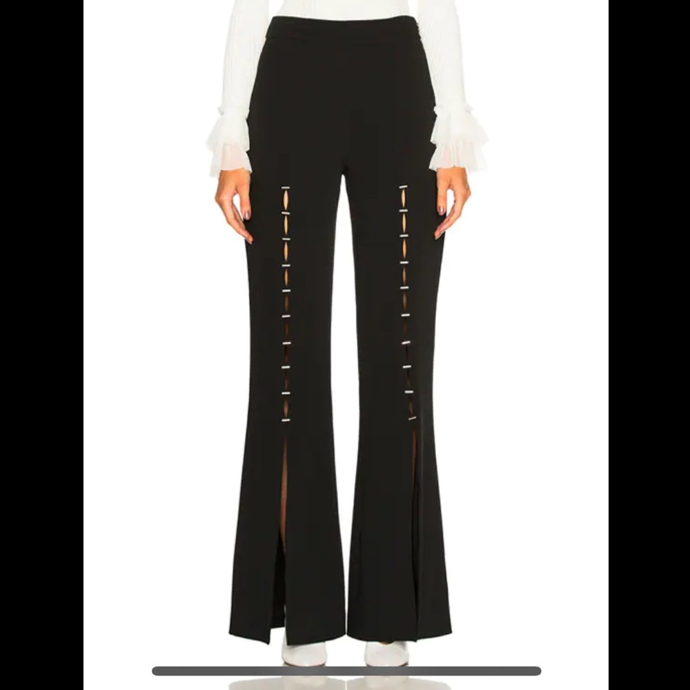 Jonathan Simkhai Stapled Crepe Front-Split Pants